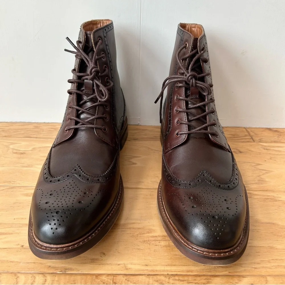 Steve Madden 9.5 D Harith Lace Up Boot Coffee Brown Leather